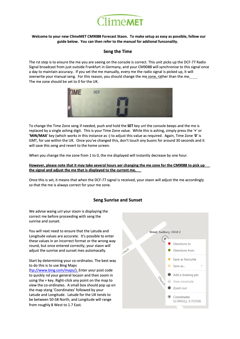 Image de la première page du manuel de l'appareil CM9088