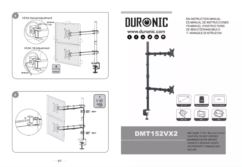 Page 1 de la notice Manuel utilisateur Duronic DMT152VX2
