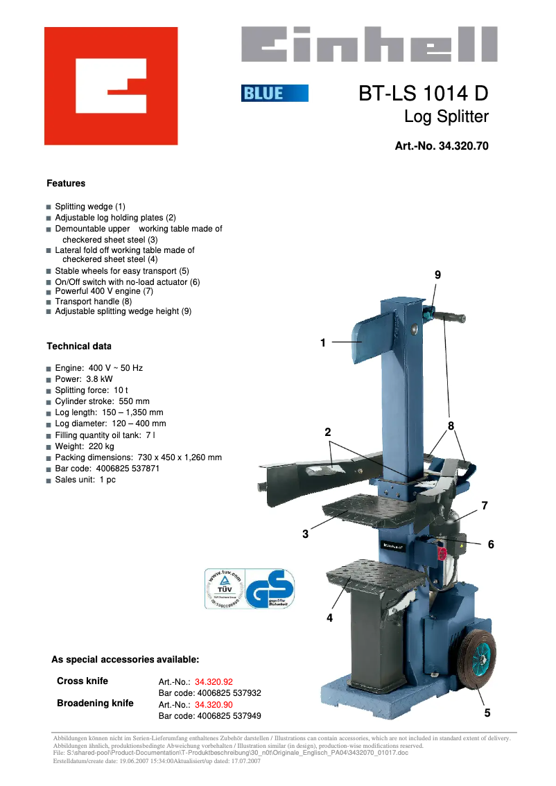 Page 1 de la notice Manuel utilisateur Einhell BT-LS 1014 D