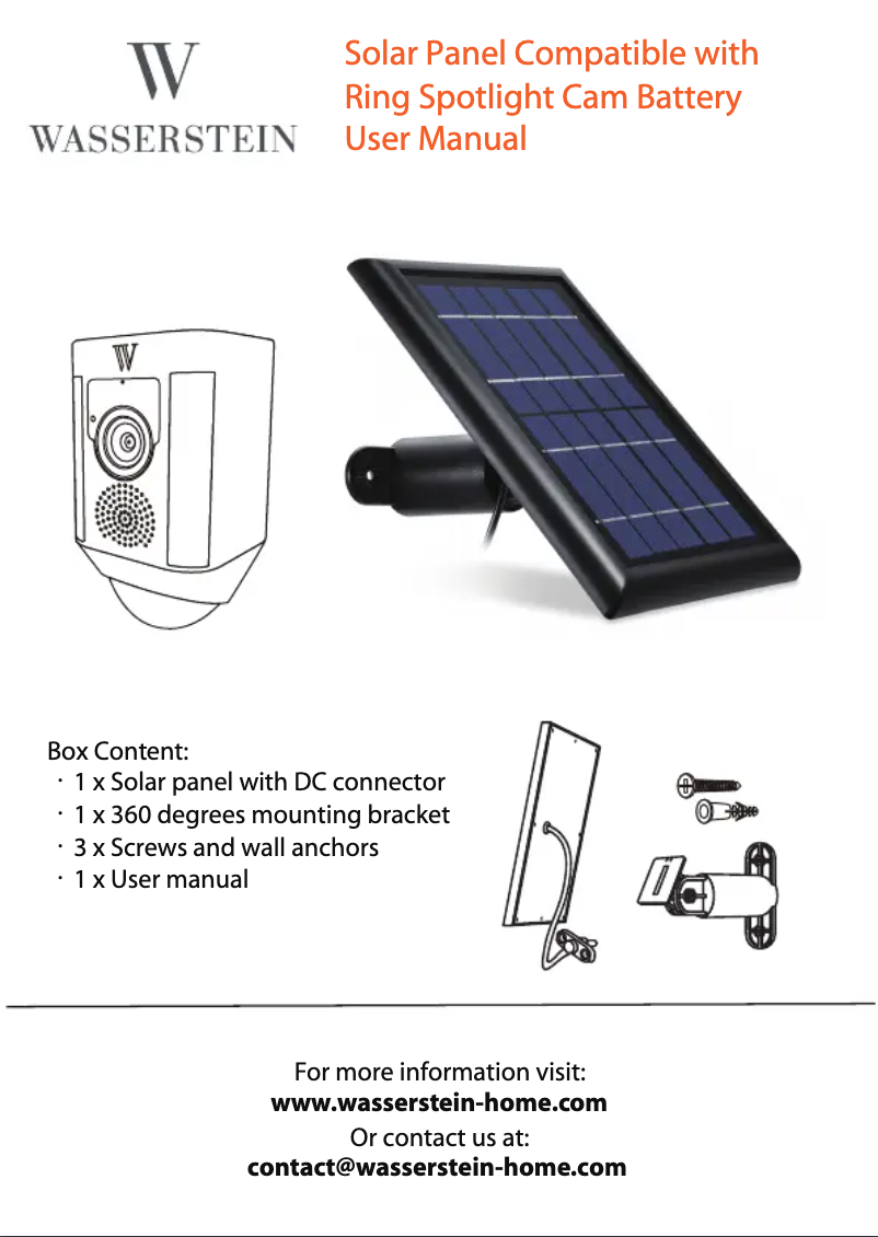 Page n°1 - Manuel utilisateur Wasserstein Solar Panel for Ring Spotlight Cam