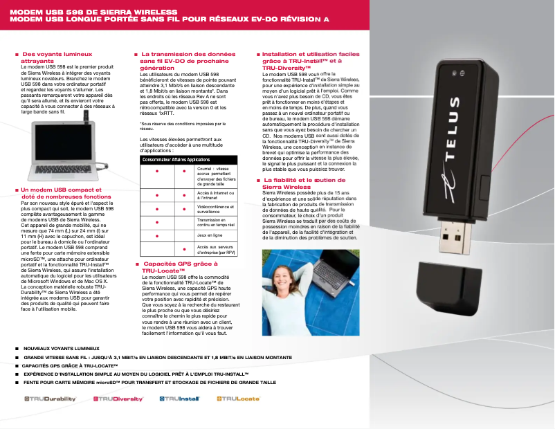 Page n°1 - Fiche technique Netgear AirCard 598U