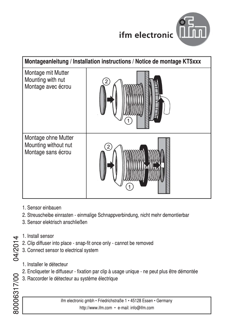 Page n°1 - Manuel utilisateur IFM KT5105