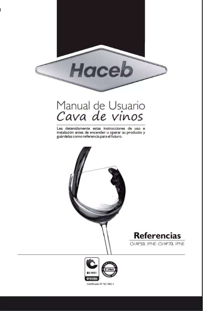 Page 1 de la notice Manuel utilisateur Haceb Appiani 70L 1P NE