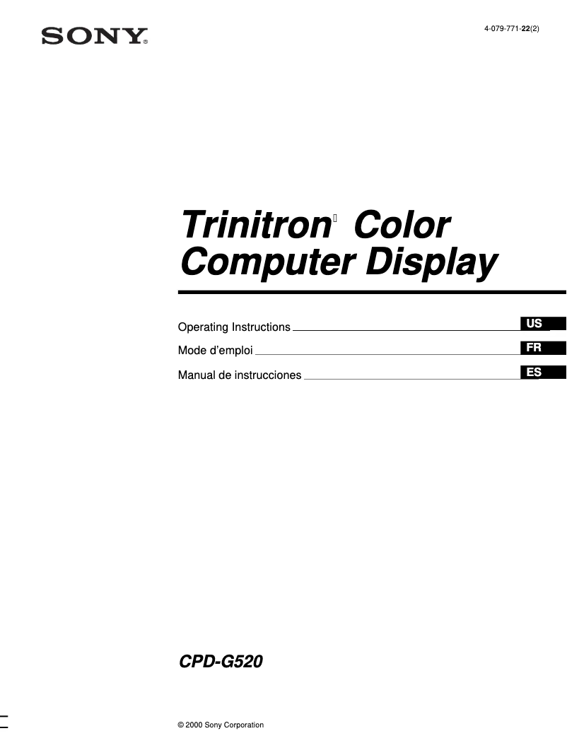 Page n°1 - Manuel utilisateur Sony CPD-G520