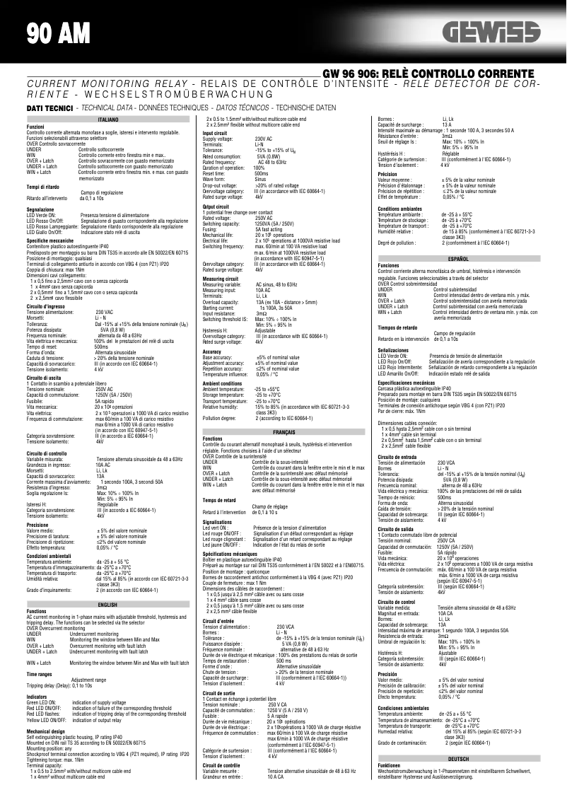 Page 1 de la notice Manuel utilisateur Gewiss GW96906