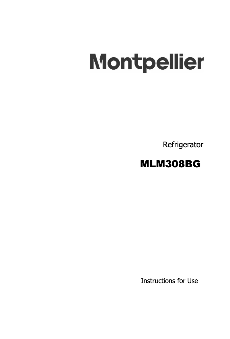 Page n°1 - Manuel utilisateur Montpellier MLM308BG