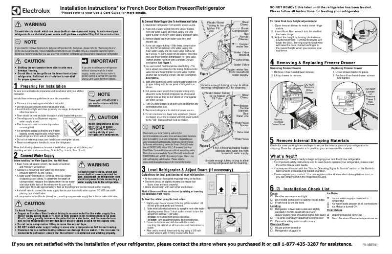 Page 1 de la notice Guide d'installation Electrolux E23BC69SP