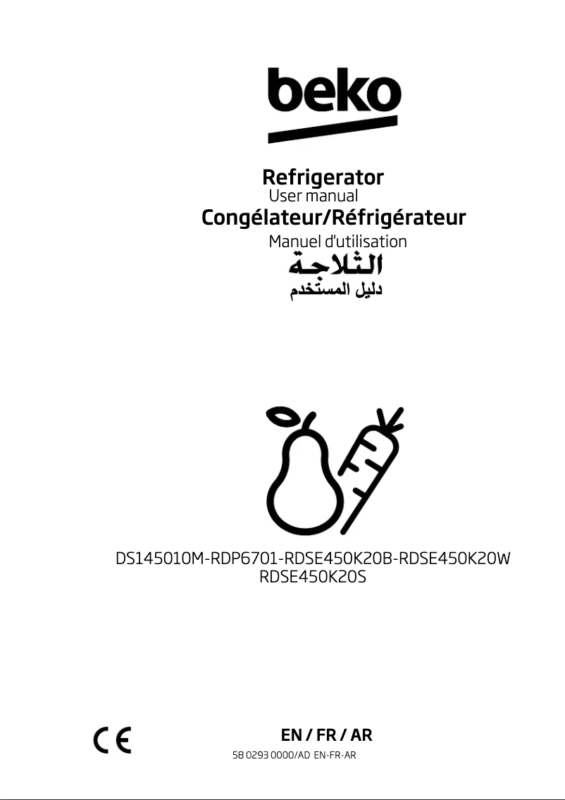 Page 1 de la notice Manuel utilisateur Beko RDSE450K20S