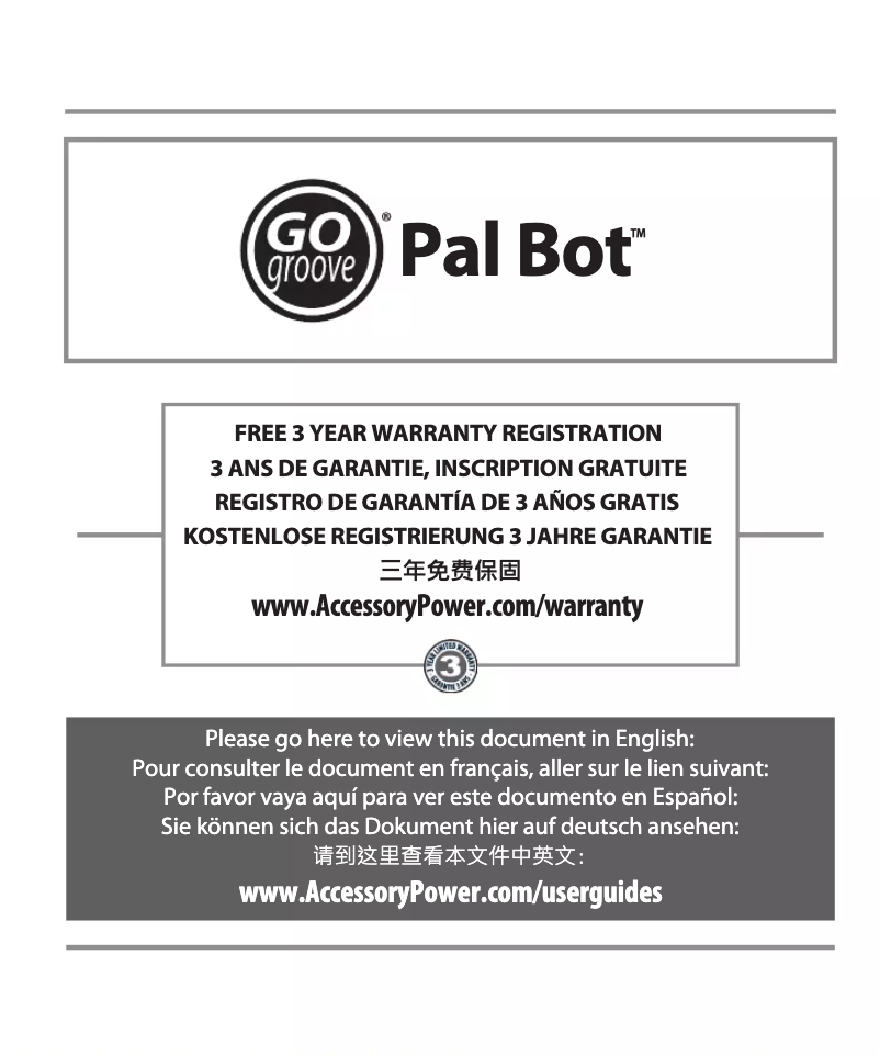 Page 1 de la notice Manuel utilisateur GOgroove Pal Bot