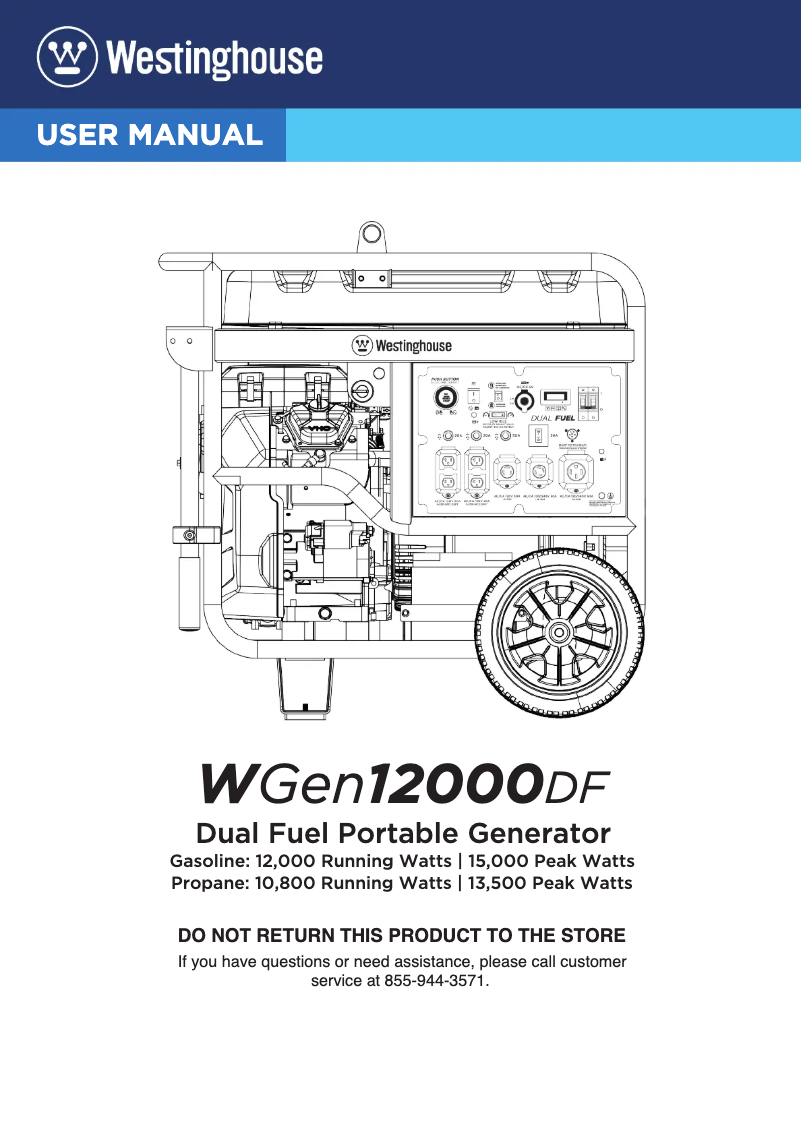 Page n°1 - Manuel utilisateur Westinghouse WGen12000DF