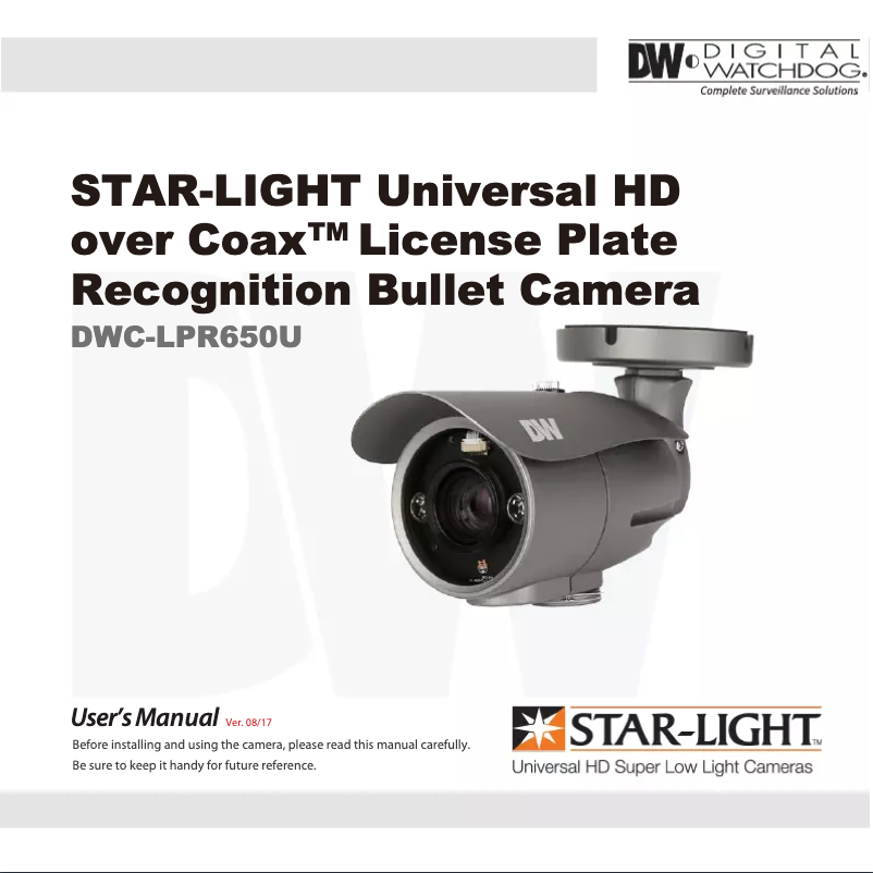 Page 1 de la notice Manuel utilisateur Digital Watchdog DW LPR DWC-LPR650U