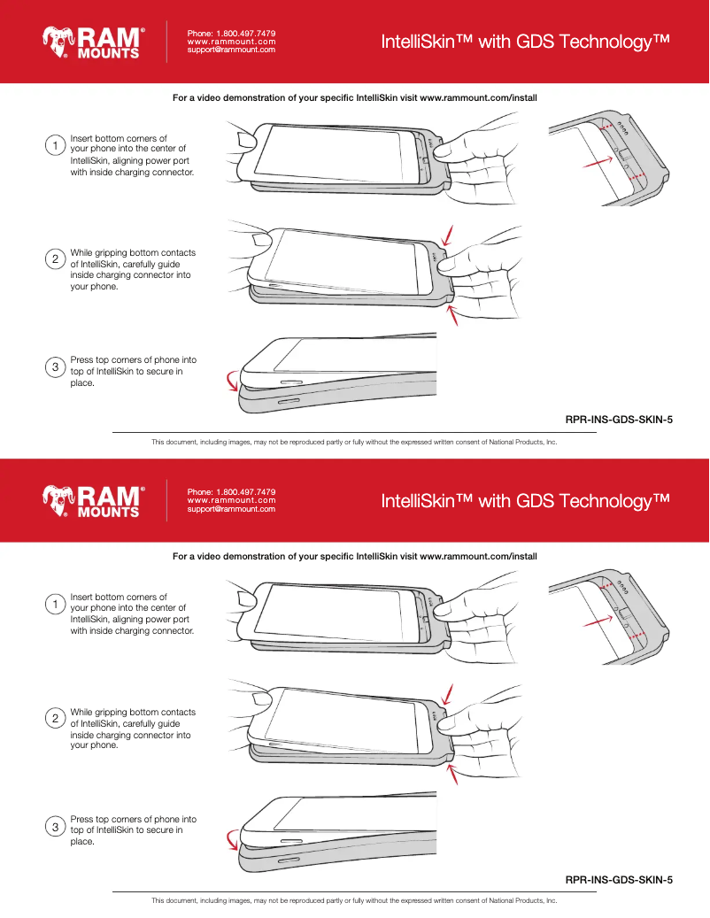 Page 1 de la notice Manuel utilisateur RAM Mounts IntelliSkin RAM-GDS-SKIN-SAM25