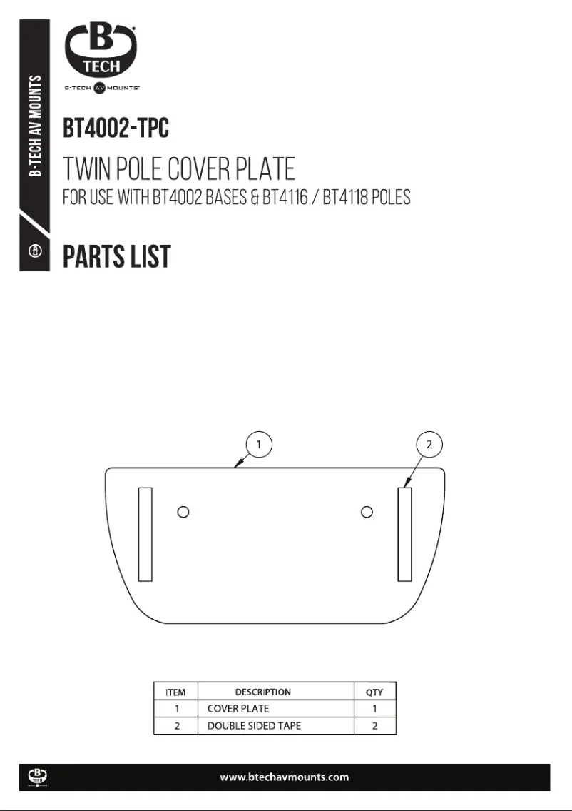Page 1 de la notice Manuel utilisateur B-Tech BT4002-TPC