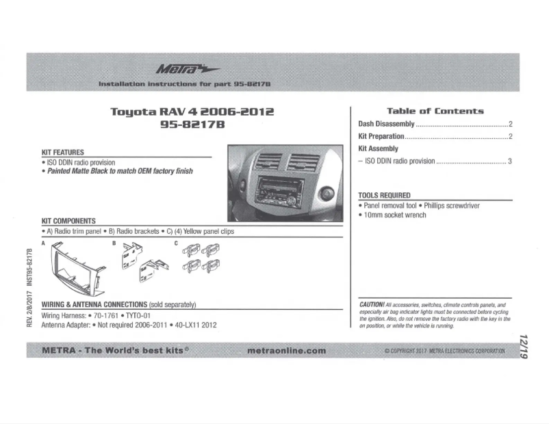 Page n°1 - Manuel utilisateur Metra 95-8217B