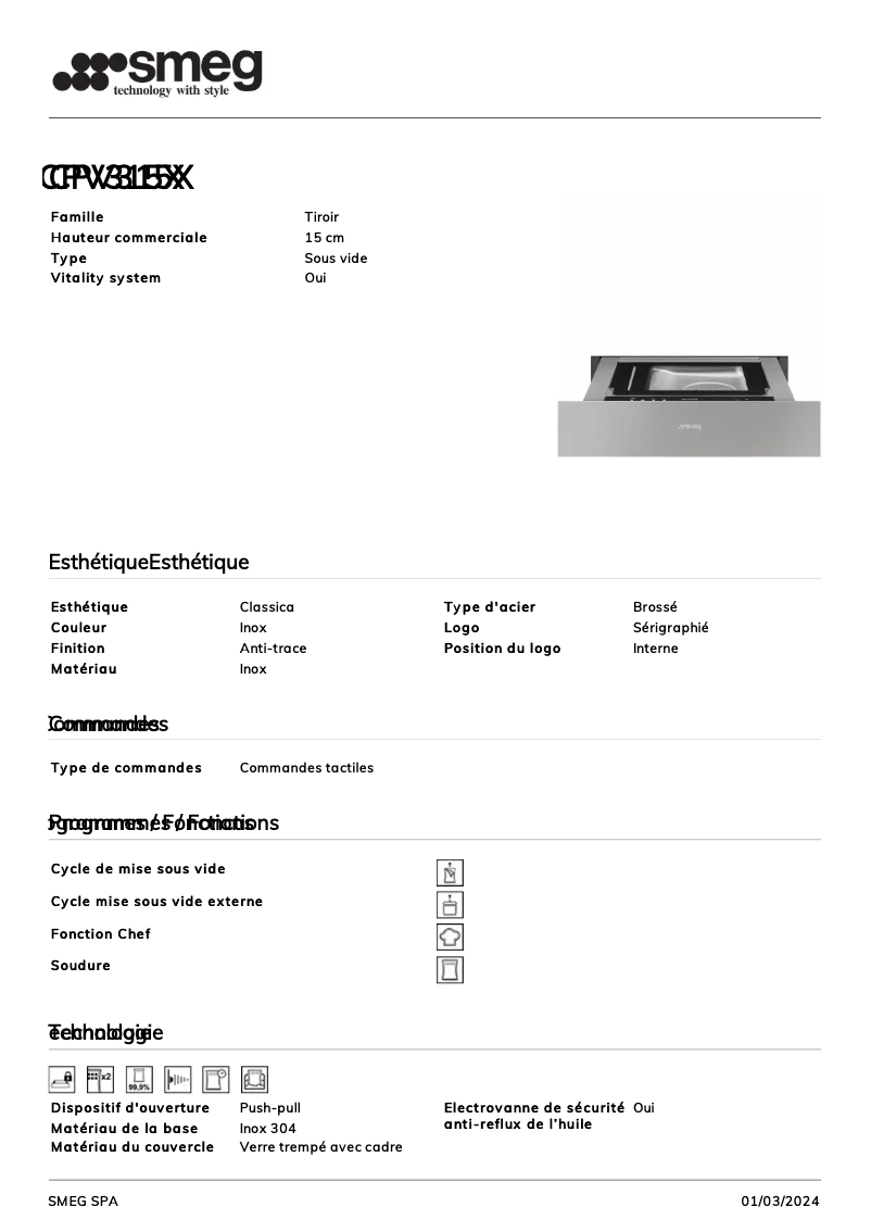 Image de la première page du manuel de l'appareil CPV315X