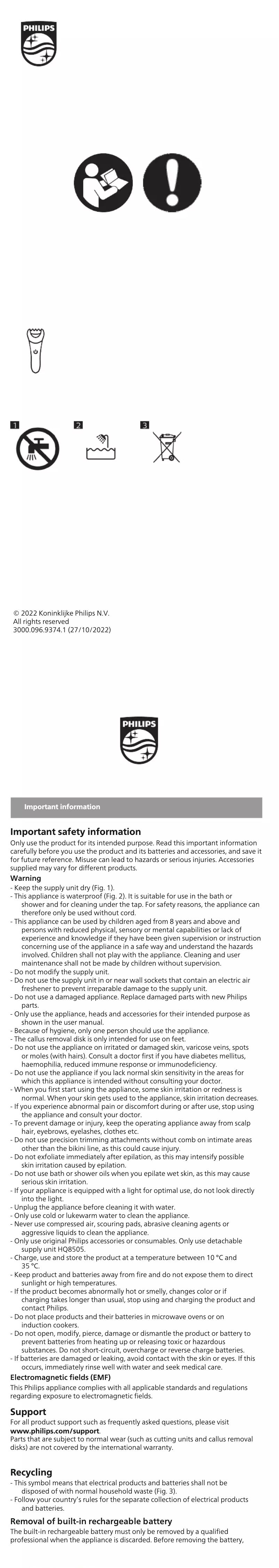 Page 1 de la notice Manuel utilisateur Philips BRE735