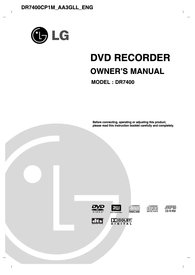 Image de la première page du manuel de l'appareil DR7400CP1M