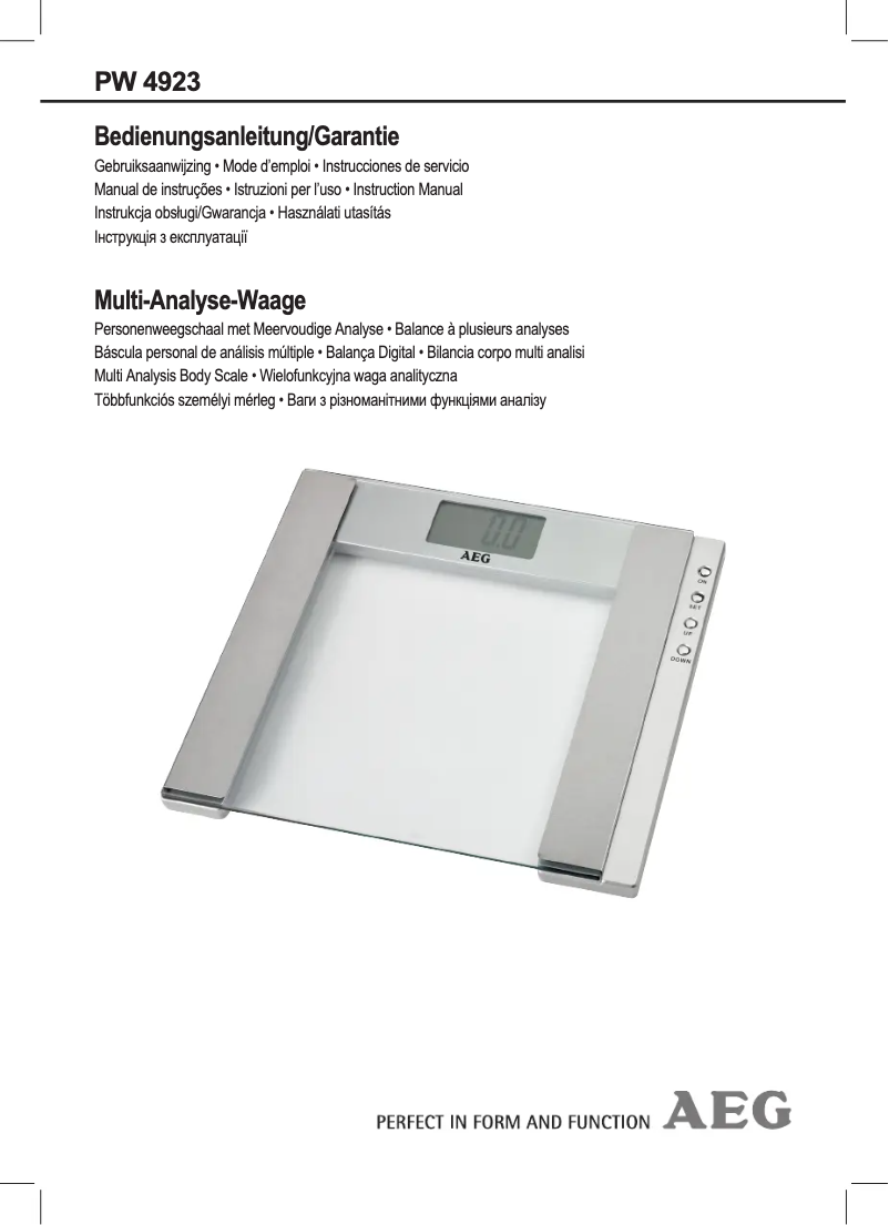 Page 1 de la notice Manuel utilisateur AEG PW 4923
