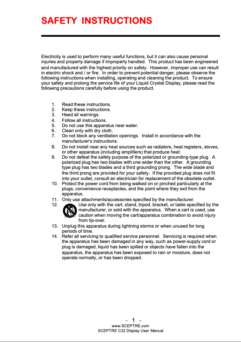 Page n°1 - Manuel utilisateur Sceptre C326B-185RD