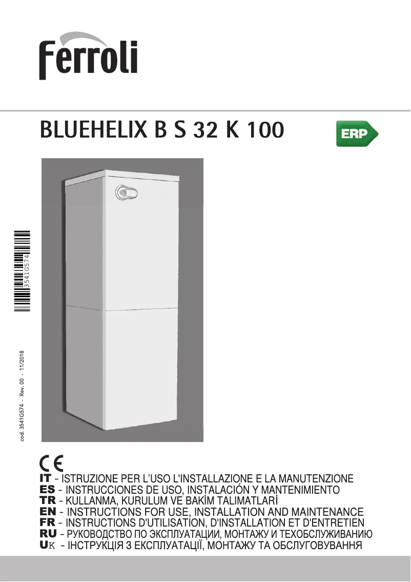 Page 1 de la notice Manuel utilisateur Ferroli Bluehelix B S 32 K 100