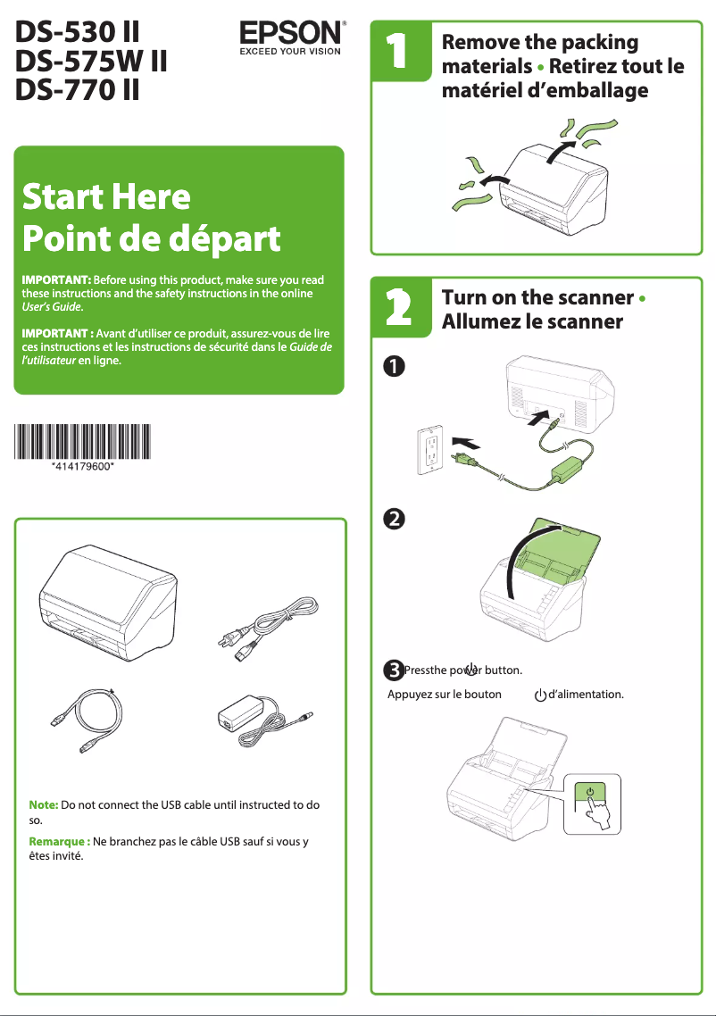 Page n°1 - Guide d'installation Epson WorkForce DS-770