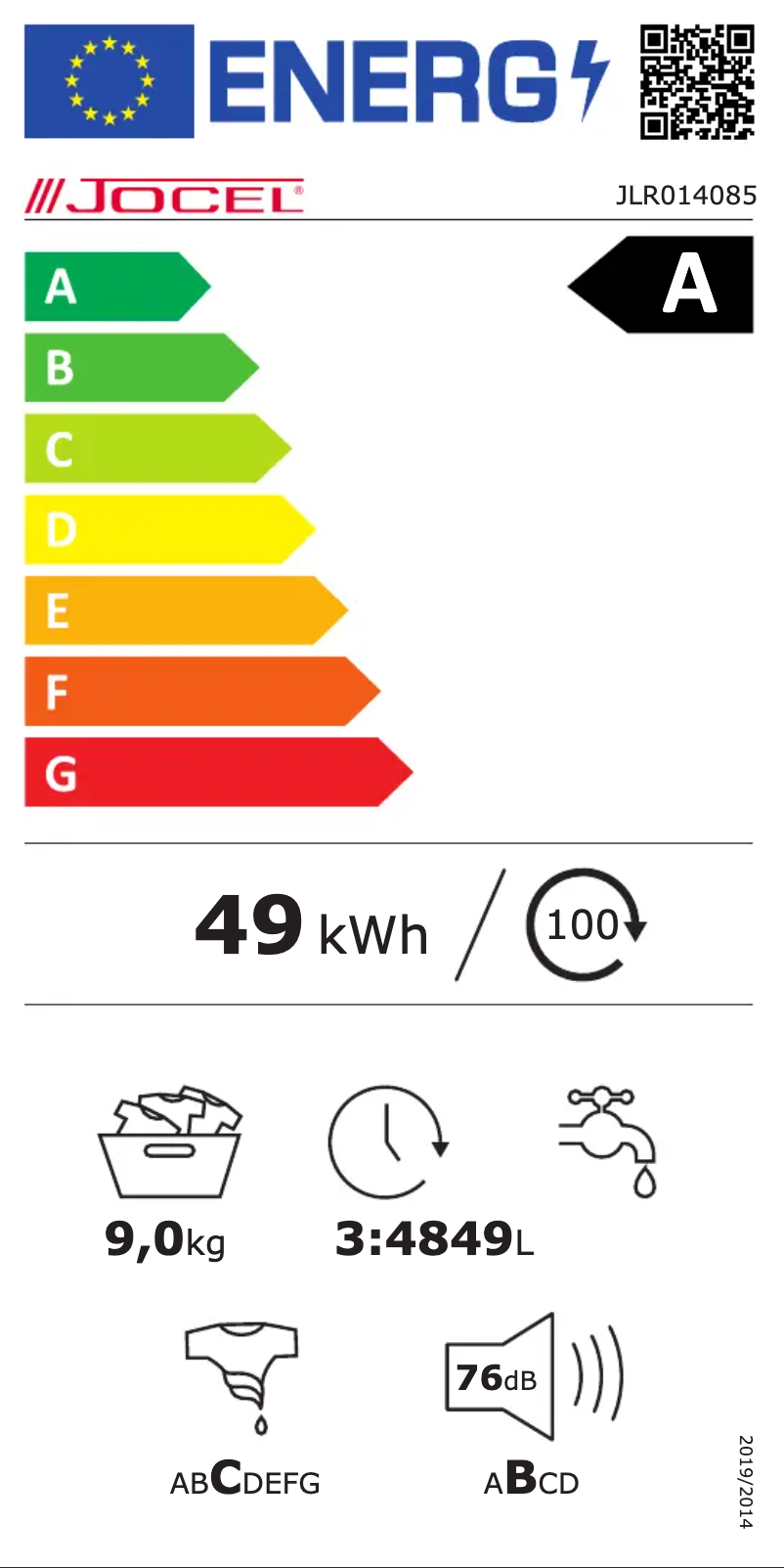 Página 1 del manual Etiqueta energética Jocel JLR014085