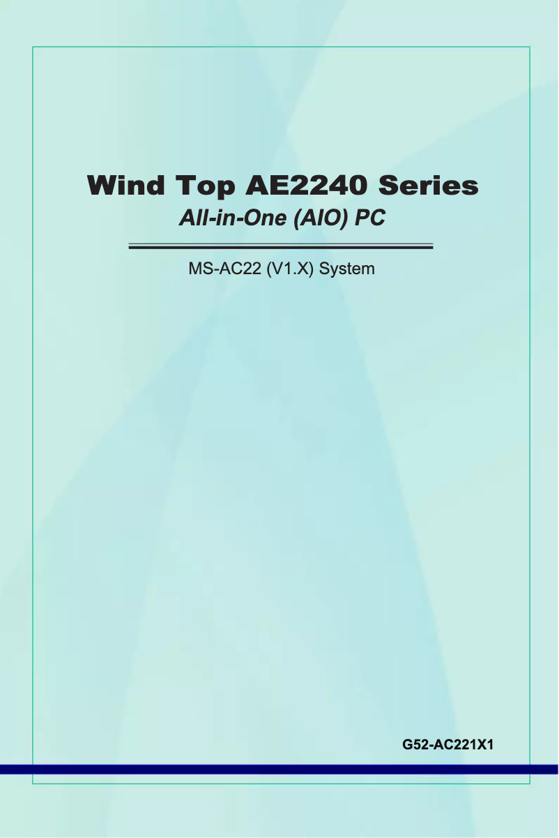 Image de la première page du manuel de l'appareil Wind Top AE2240