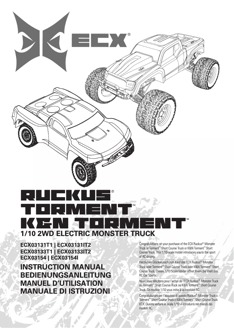Page n°1 - Manuel utilisateur ECX 1/10 2WD Torment ECX03133T2