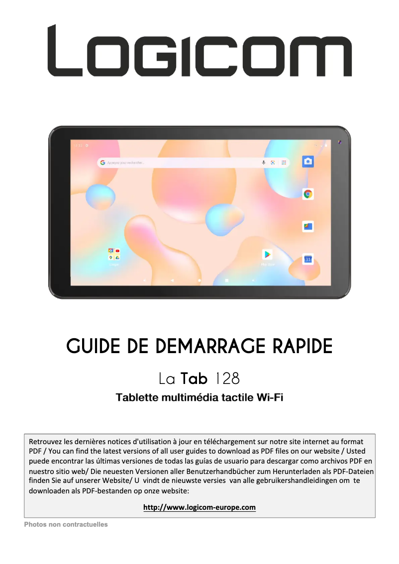 Page 1 de la notice Manuel utilisateur Logicom La Tab 128