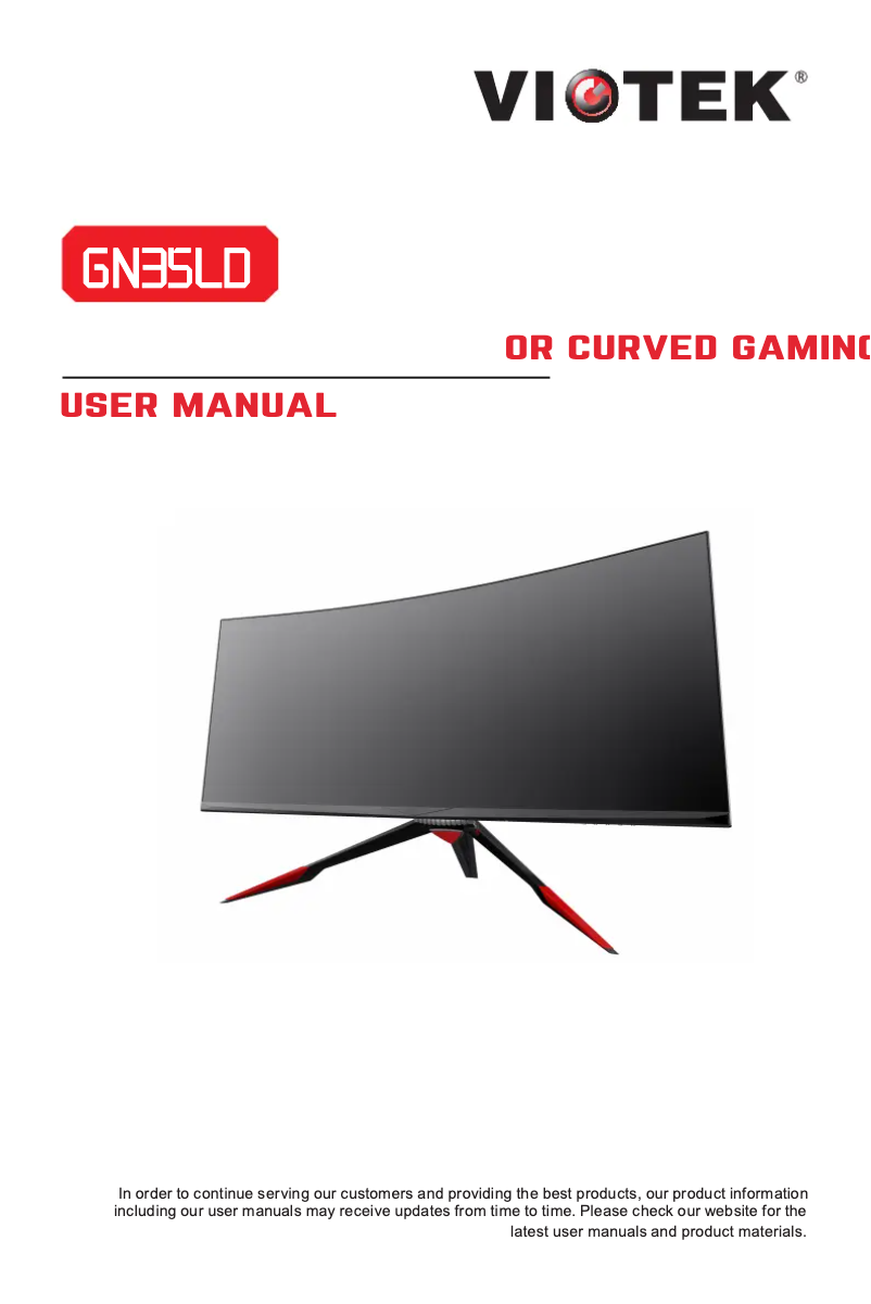 Page 1 de la notice Manuel utilisateur Viotek GN35LD