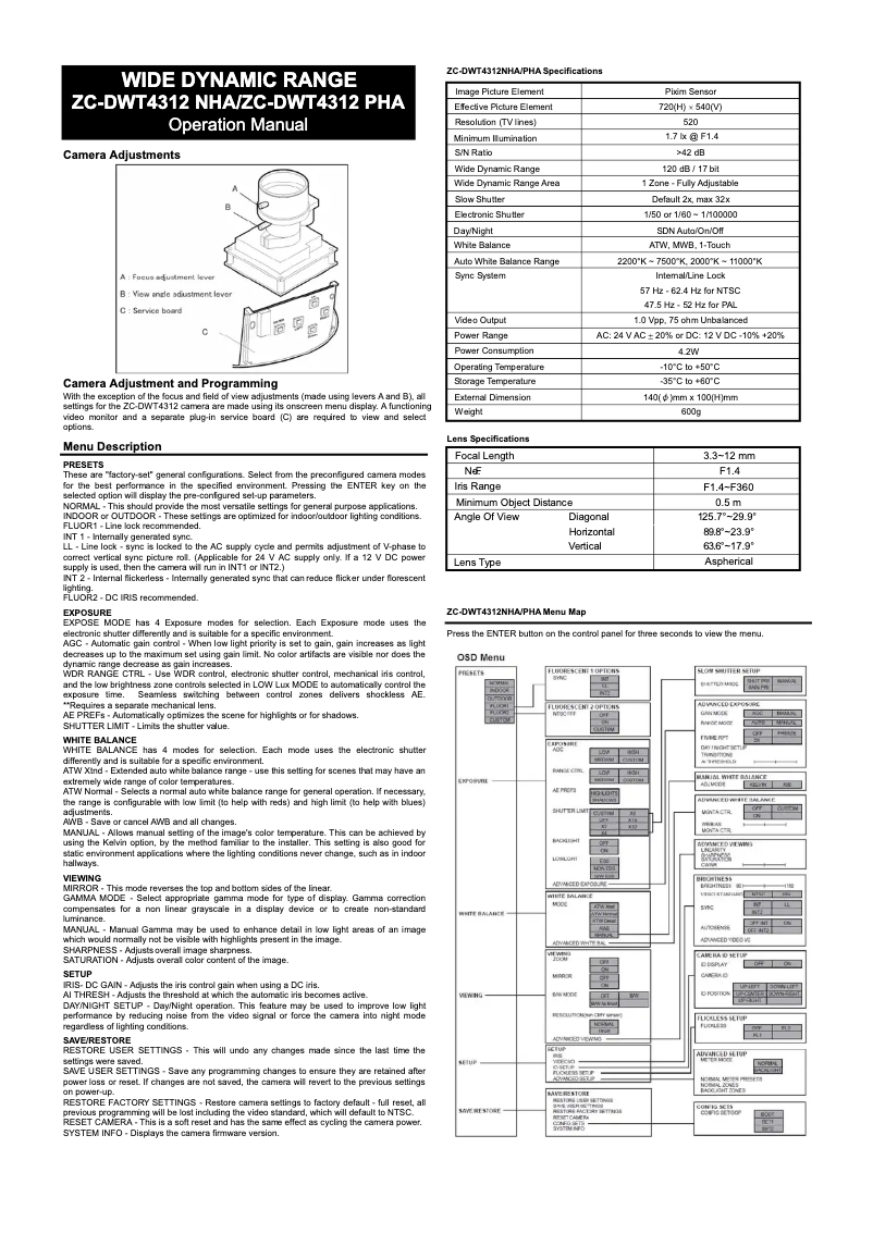Image de la première page du manuel de l'appareil ZC-DWT4312NHA