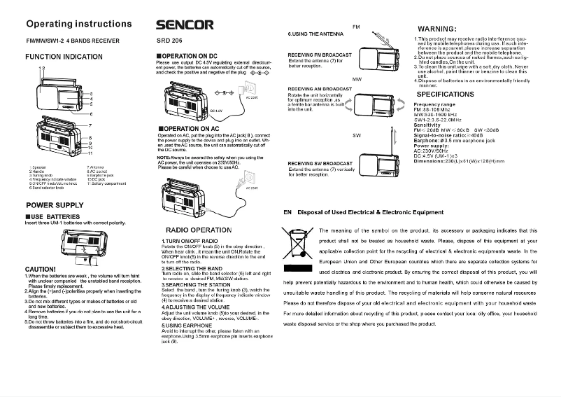 Imagen de la primera página del manual del dispositivo SRD 206