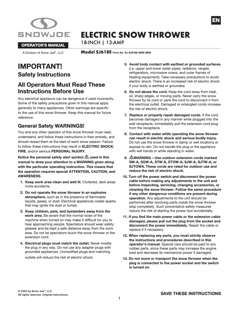 Image de la première page du manuel de l'appareil SJ618E