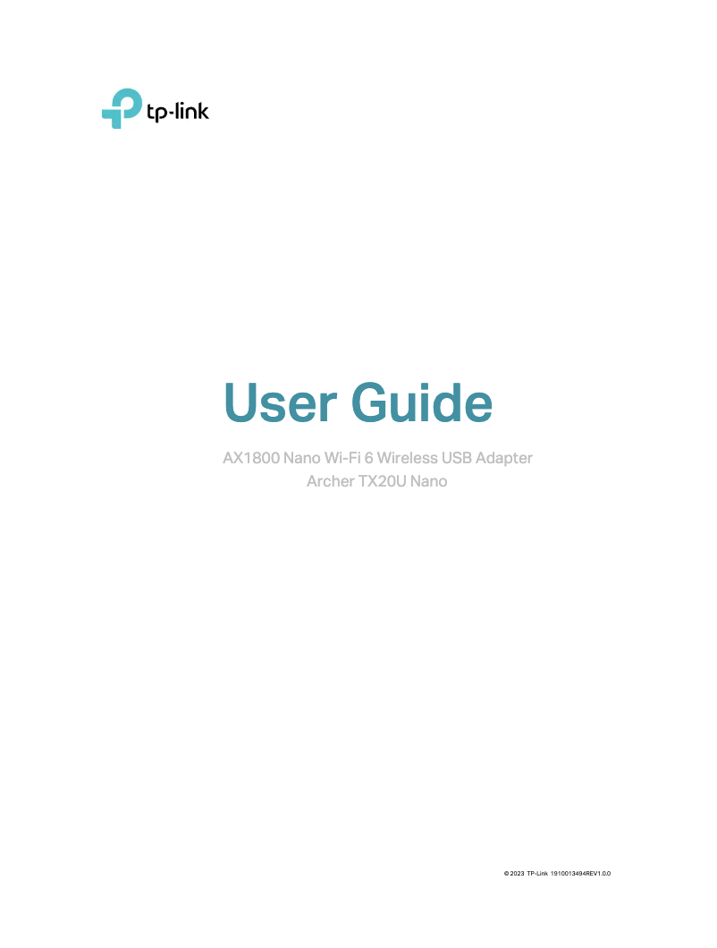 Page 1 de la notice Manuel utilisateur TP-Link Archer TX20U