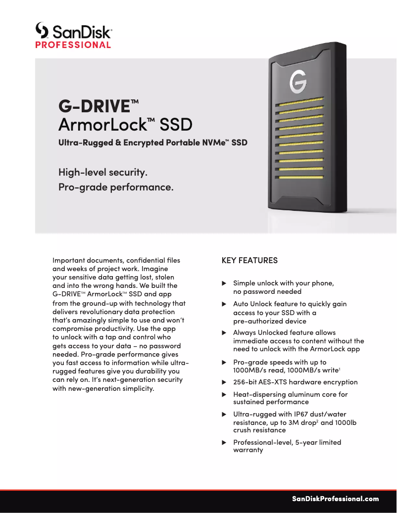 Image de la première page du manuel de l'appareil G-DRIVE ArmorLock