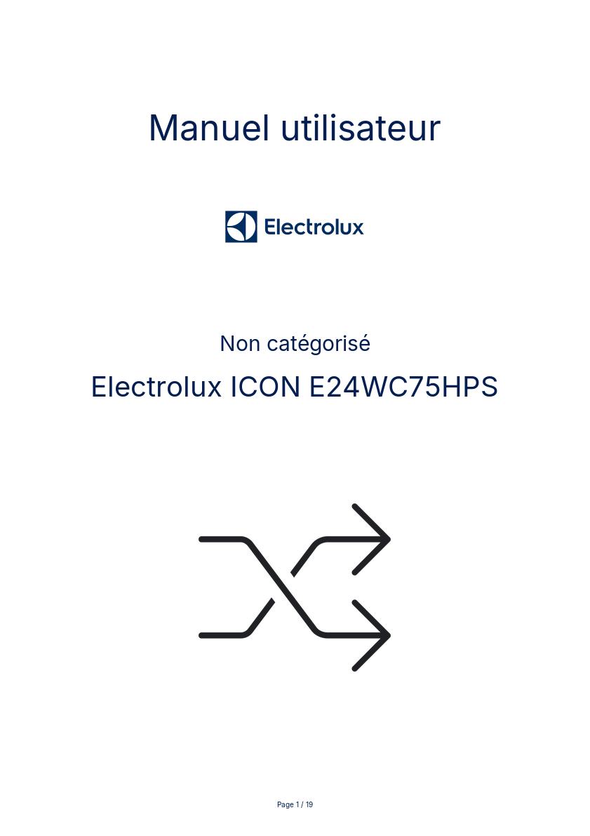 Image de la première page du manuel de l'appareil ICON E24WC75HPS