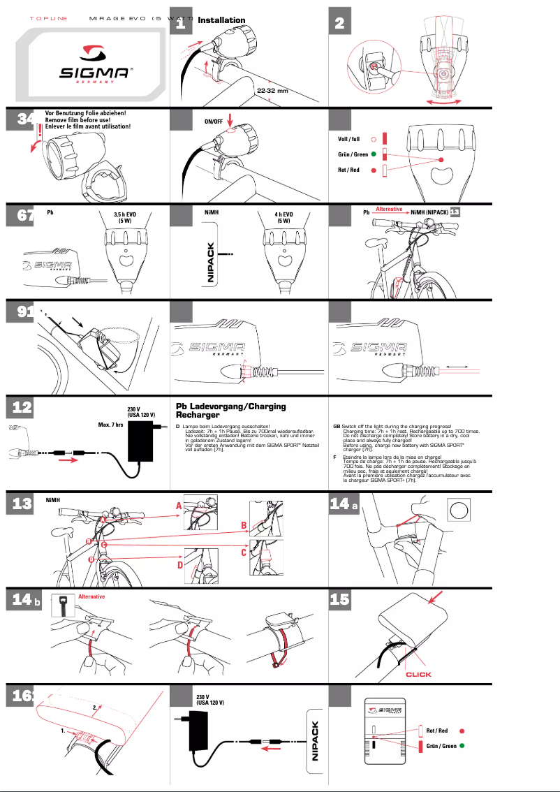 Page 1 de la notice Manuel utilisateur Sigma Mirage EVO