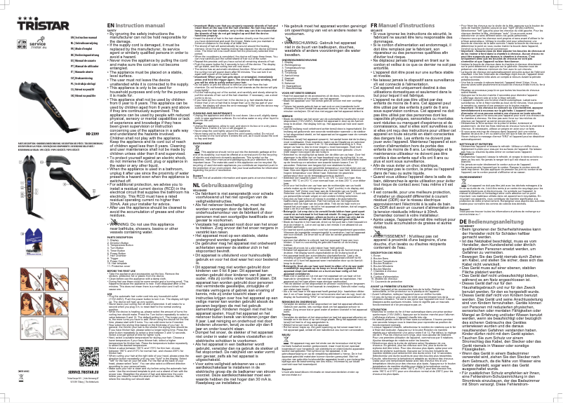 Page 1 de la notice Manuel utilisateur TriStar HD-2399