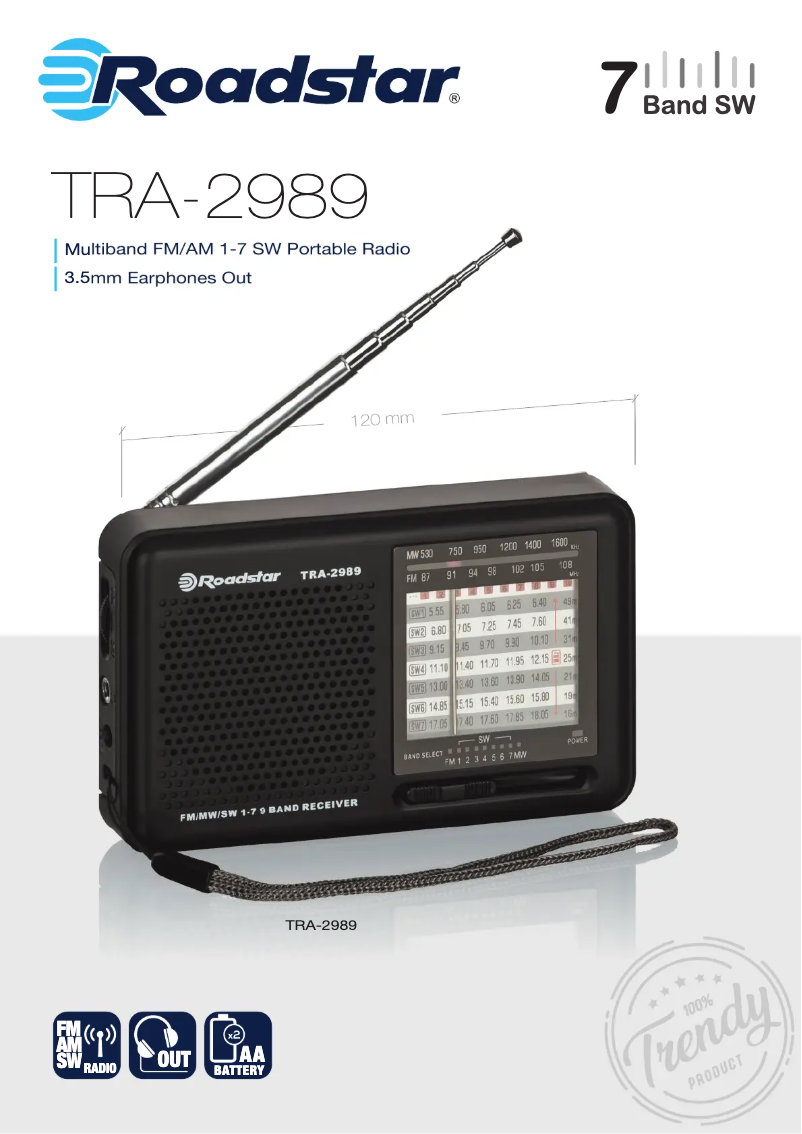 Page 1 de la notice Fiche technique Roadstar TRA-2989