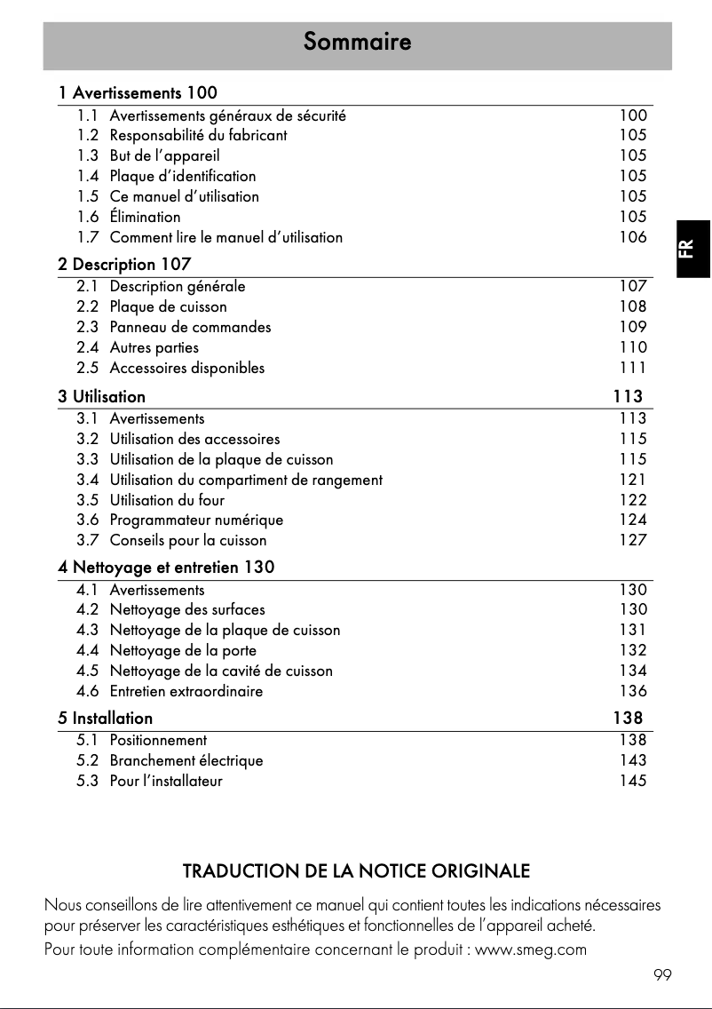 Page 1 de la notice Manuel utilisateur Smeg C6IMX8