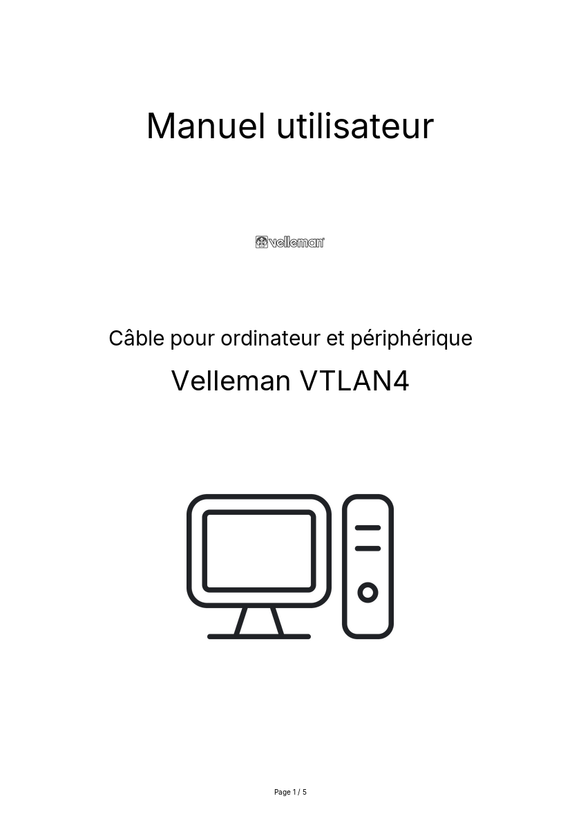 Page n°1 - Manuel utilisateur Velleman VTLAN4