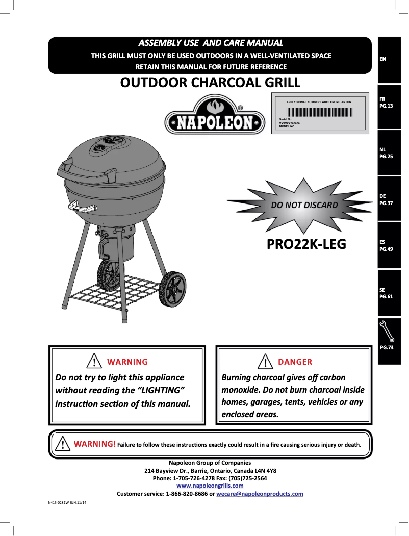 Image de la première page du manuel de l'appareil PRO 22K-LEG