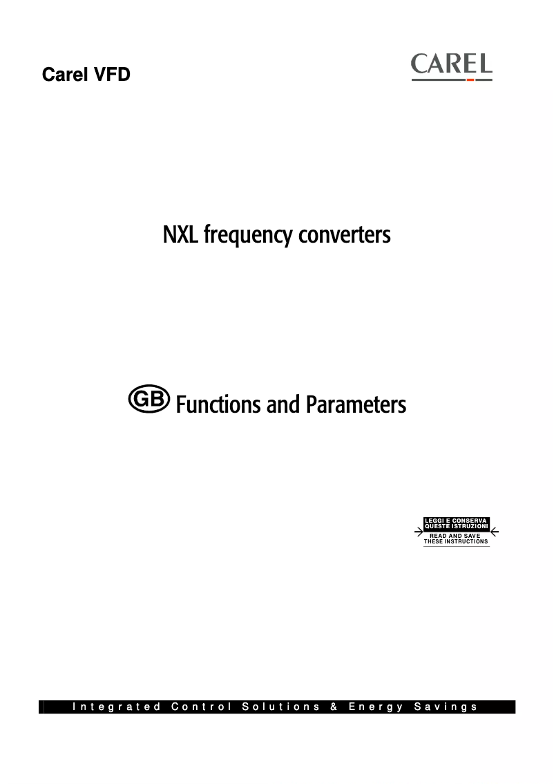 Página 1 del manual Manual de usuario Carel Inverter NXL