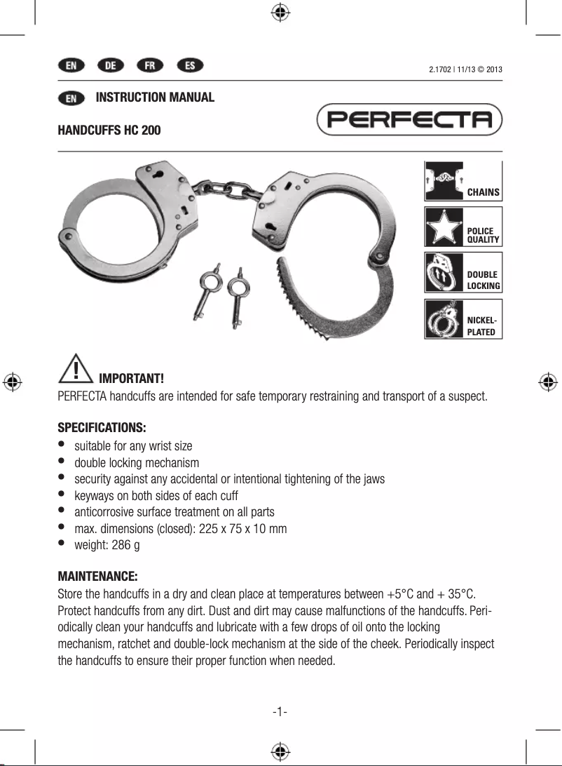 Image de la première page du manuel de l'appareil HC 200