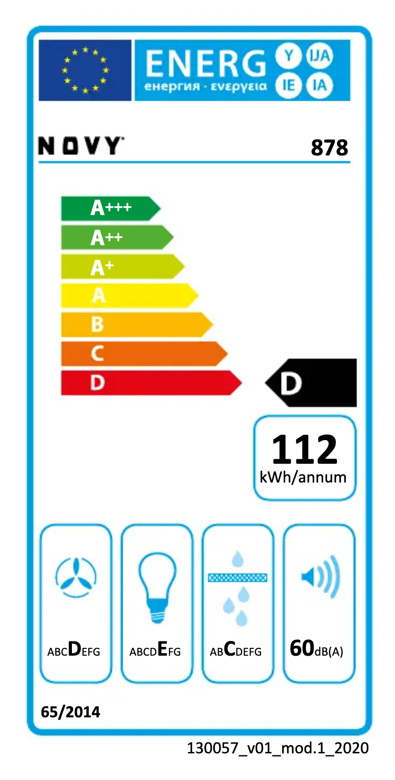 Page 1 de la notice Label énergétique Novy Glass'line 878
