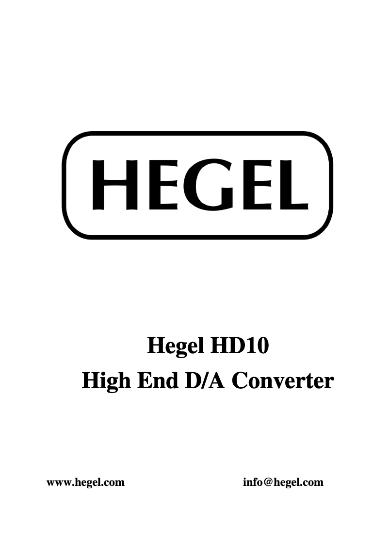 Page n°1 - Manuel utilisateur Hegel HD10