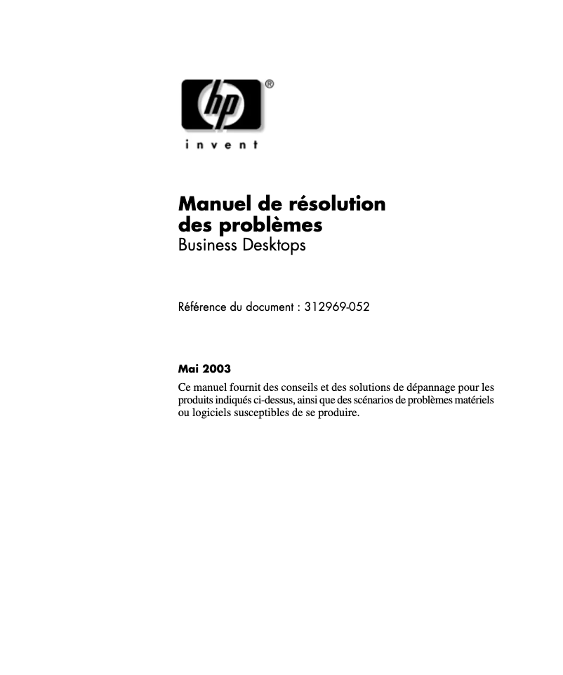 Page 1 de la notice Manuel utilisateur HP Compaq DC5000