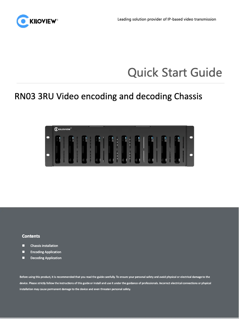 Page 1 de la notice Manuel utilisateur Kiloview RN03