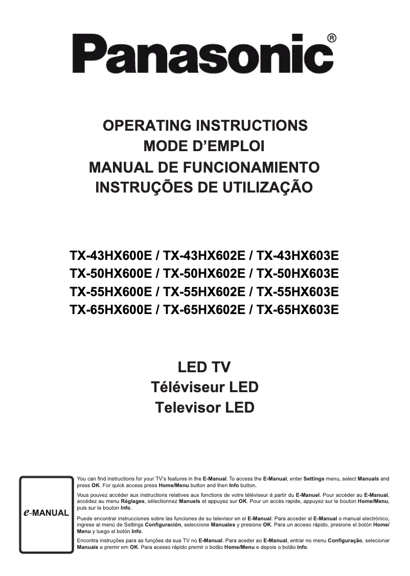 Page 1 de la notice Manuel utilisateur Panasonic TX-55HX603E