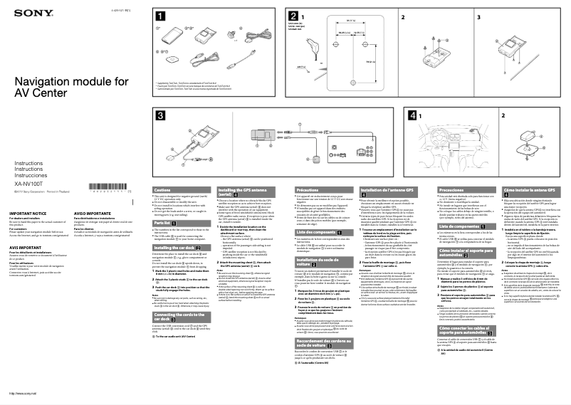 Image de la première page du manuel de l'appareil XA-NV100T